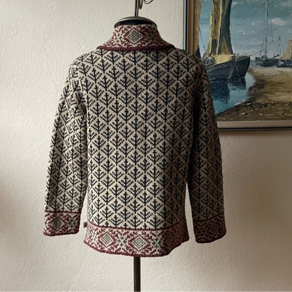 Vintage 90s Nordic inspired wool blend zip-up sweater is size small. - Picture 6 of 13